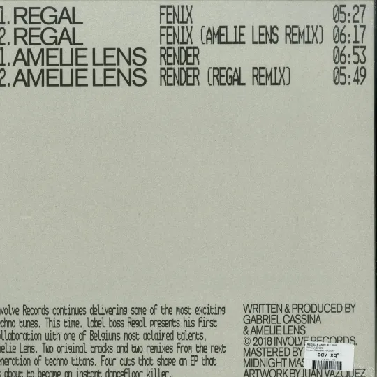 Regal, Amelie Lens ‎– Involve 20